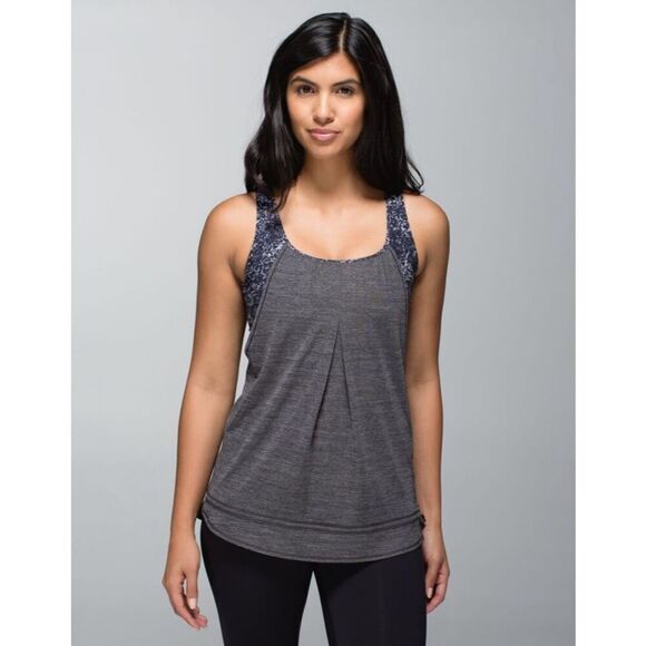 Lululemon Run Times Tank Top in Heathered Black / Rocky Road Sand Dune Ground 8 - Picture 2 of 12